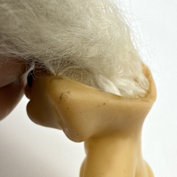 Vintage 1960s DAM Troll Doll White Gray Hair Amber Eyes Marked On Back 2.5 Inch - Picture 12 of 12
